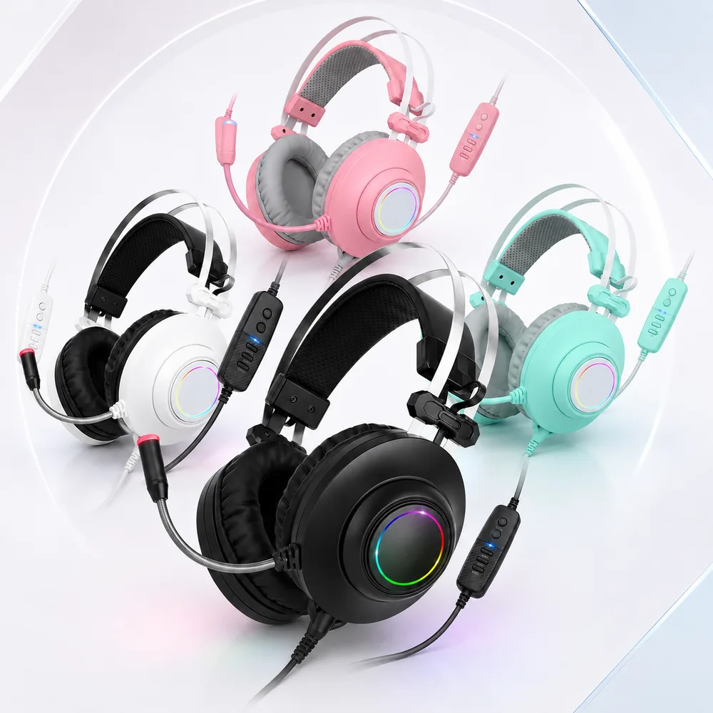 앱코 HACKER N550 ENC 가상 7.1 RGB 진동 게이밍 헤드셋 블랙