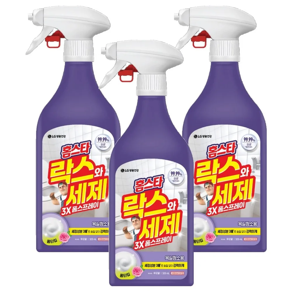 홈스타 락스와 세제 3X 폼 스프레이 후로랄, 3개, 500ml