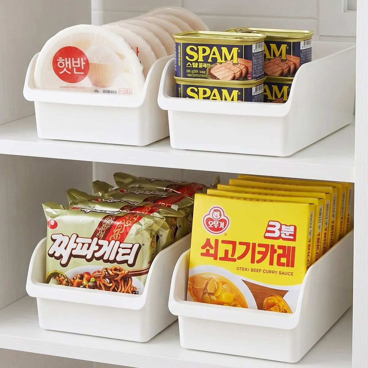 한누네 국내생산 다용도 팬트리 정리함, 4개, 화이트